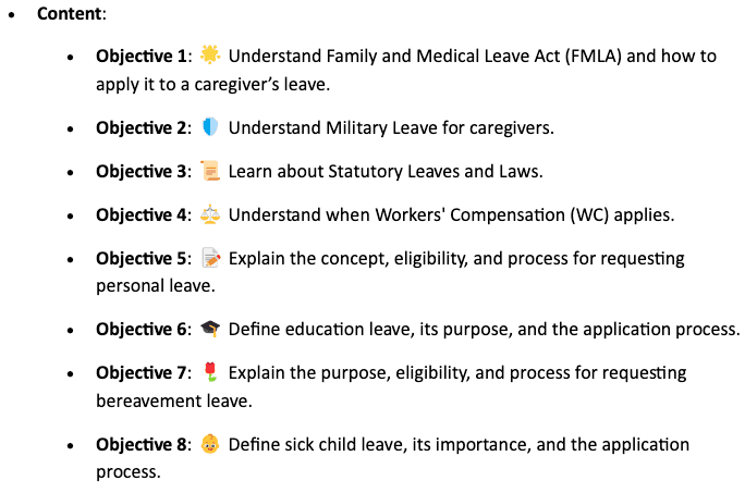 Content Storyboard for Leave Overview Preview